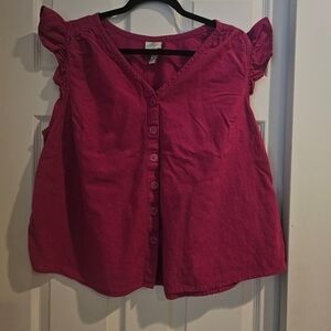 Girls' Pink Ruffle Sleeve Top